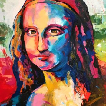 Pintura intitulada "Mona Lisa contempor…" por R.Layber, Obras de arte originais, Acrílico Montado em Painel de madeira