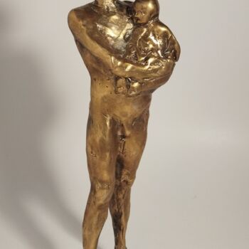 Sculpture intitulée "Отцовство" par Renat Davletshin, Œuvre d'art originale, Bronze