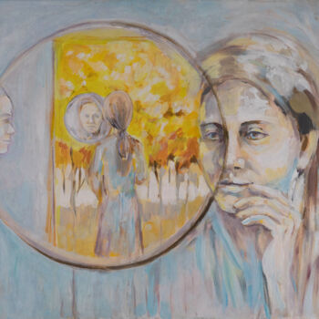 Painting titled "Four Mirrors" by Renata Dyk, Original Artwork, Acrylic Mounted on Wood Stretcher frame