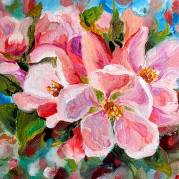 Schilderij getiteld "Spring Apple bloom" door Renata Minko, Origineel Kunstwerk, Olie