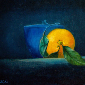 Malerei mit dem Titel "Stillleben mit Apfe…" von Renate Dohr, Original-Kunstwerk, Öl