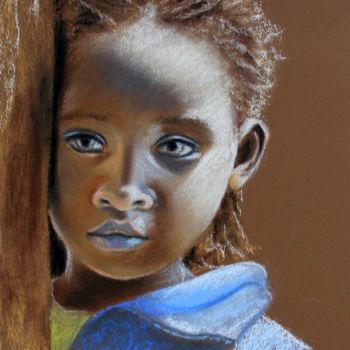 Zeichnungen mit dem Titel "Ethiopian child" von Renate Dohr, Original-Kunstwerk, Pastell