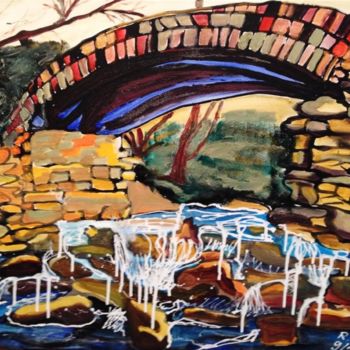 Painting titled "Under the bridge" by Renate Kock, Original Artwork, Acrylic