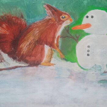 Painting titled "Say hallo to frosty!" by Renate Kock, Original Artwork, Acrylic