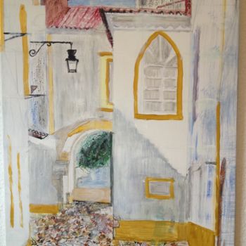 Malerei mit dem Titel "Das Städtchen Evora" von Renate Kock, Original-Kunstwerk, Acryl