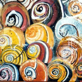 Malerei mit dem Titel "Zirkelschnecken" von Renate Kock, Original-Kunstwerk, Acryl