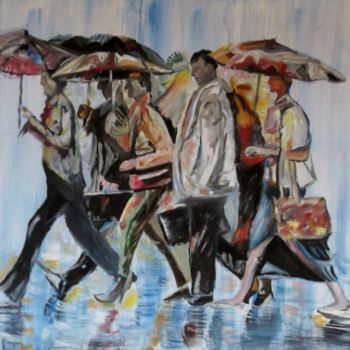 Peinture intitulée "It's raining bad" par Renate Kock, Œuvre d'art originale, Huile