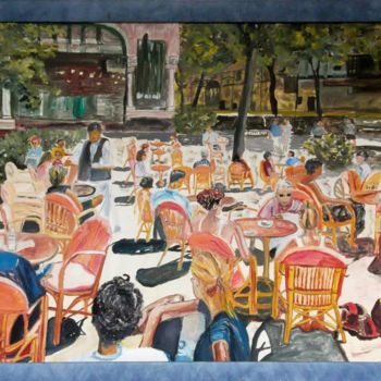 Картина под названием "Straßencafé in Fran…" - Renate Kock, Подлинное произведение искусства, Масло