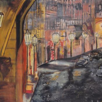 Pintura intitulada "Prag bei Nacht" por Renate Kock, Obras de arte originais, Acrílico