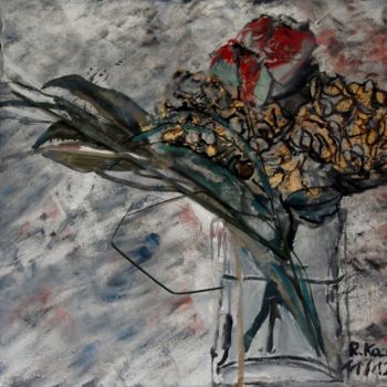 Schilderij getiteld "Blumenstrauß mit Gr…" door Renate Kock, Origineel Kunstwerk, Acryl
