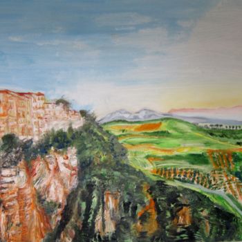 Malerei mit dem Titel "Das Städtchen Ronda…" von Renate Kock, Original-Kunstwerk, Öl