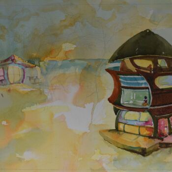 Pintura intitulada "totem house" por Renato Cardoso, Obras de arte originais, Aquarela