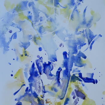 Schilderij getiteld "diálogo azul" door Renato Cardoso, Origineel Kunstwerk, Aquarel