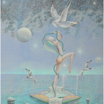 Painting titled "Seagulls Ballet" by Renato Carius Machado, Original Artwork