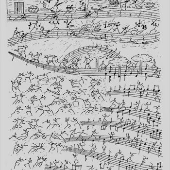 Disegno intitolato "Stickman War" da Renato, Opera d'arte originale, Biro