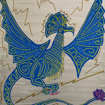 Schilderij getiteld "Thunder Love Bird" door Renaud Lambert, Origineel Kunstwerk, Marker