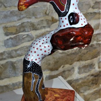 Sculpture titled "les petits pois son…" by Erno, Original Artwork, Wood