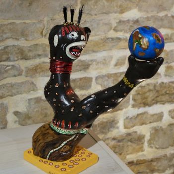 Sculpture titled "we are the world" by Erno, Original Artwork, Wood