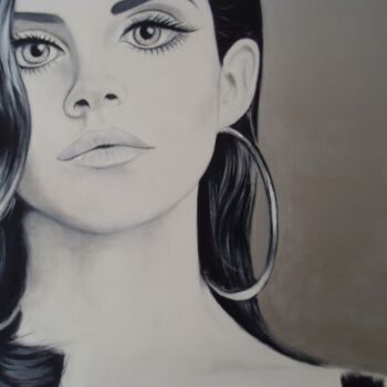 Painting titled "Lana's Eyes" by Renaud Vallon (RENO), Original Artwork, Oil