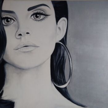 Painting titled "LANA DEL REY" by Renaud Vallon (RENO), Original Artwork, Acrylic Mounted on Wood Stretcher frame
