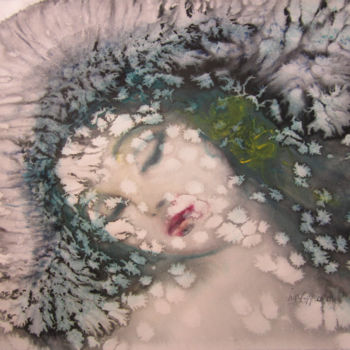 Malerei mit dem Titel "Hotohimée" von Isis Lully, Original-Kunstwerk, Aquarell