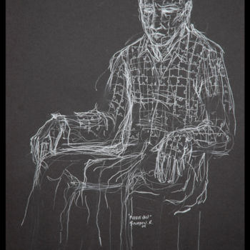 Tekening getiteld "Puzzle man" door Renaud Bourdon, Origineel Kunstwerk, Krijt