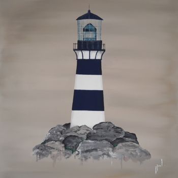 Malarstwo zatytułowany „Phare d'argent” autorstwa Renaud Marchand, Oryginalna praca, Akryl