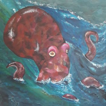 Painting titled "Octopus" by Renaud Marchand, Original Artwork, Acrylic