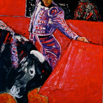 Malarstwo zatytułowany „Tauromachie” autorstwa Bertéa, Oryginalna praca, Olej