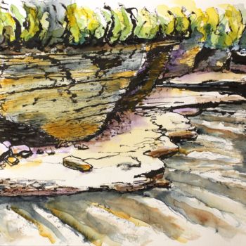 Dibujo titulada "Canyon de la rivièr…" por René Blanchet, Obra de arte original, Tinta