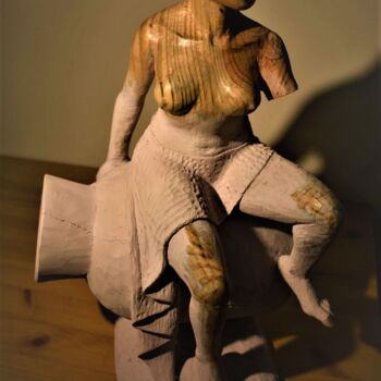Скульптура под названием "la reveuse des eaux" - René Jean Amba, Подлинное произведение искусства, Дерево