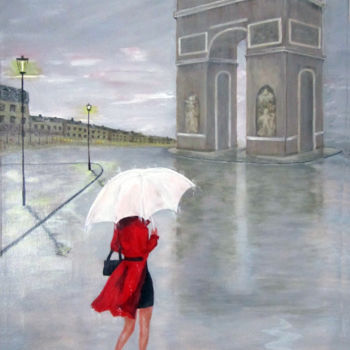 Painting titled "dame-au-parapluie-a…" by Maestro, Original Artwork, Acrylic