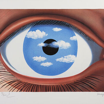 Gravures & estampes intitulée "Le Faux Miroir" par René Magritte, Œuvre d'art originale, Lithographie