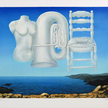 Printmaking titled "Le Temps Menacant" by René Magritte, Original Artwork, Lithography