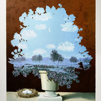「Le Pays Des Miracles」というタイトルの製版 René Magritteによって, オリジナルのアートワーク, リソグラフィー