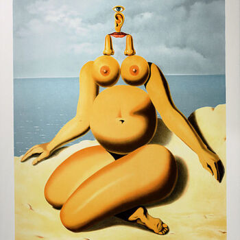 "La Race Blanche" başlıklı Baskıresim René Magritte tarafından, Orijinal sanat, Litografi