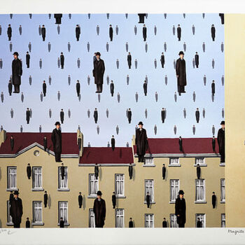 Prenten & gravures getiteld "Golconde" door René Magritte, Origineel Kunstwerk, Lithografie