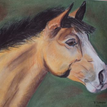 Painting titled "cheval" by Rene Teissedou, Original Artwork, Oil