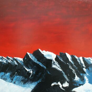 Pintura intitulada "ciel-rouge.jpg" por René Vincent-Viry, Obras de arte originais