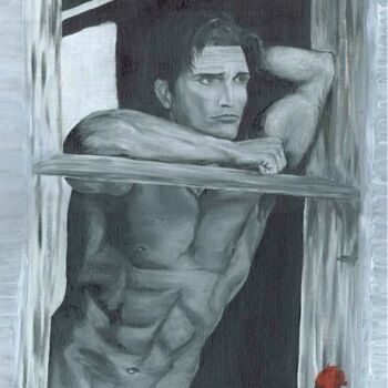 Peinture intitulée "à la fenêtre" par Renée Bally, Œuvre d'art originale, Huile
