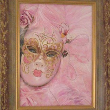 Peinture intitulée "bal-masque-37x24-v.…" par Renée Estebanez, Œuvre d'art originale, Huile