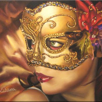 Картина под названием "masque-pastel-30x40…" - Renée Estebanez, Подлинное произведение искусства, Пастель