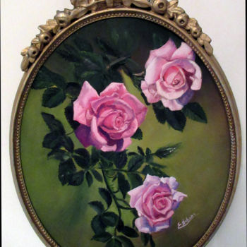 Pittura intitolato "roses 23x30" da Renée Estebanez, Opera d'arte originale