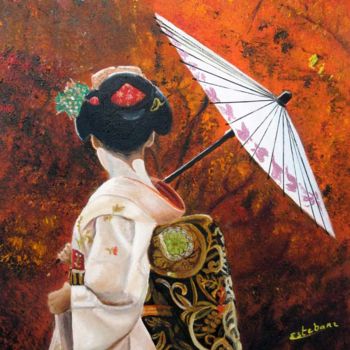 Painting titled "misaki" by Renée Estebanez, Original Artwork, Oil