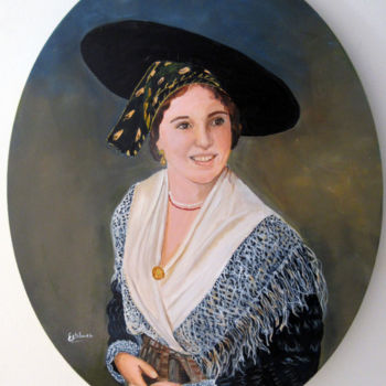 Painting titled "Claire en habit épo…" by Renée Estebanez, Original Artwork, Oil