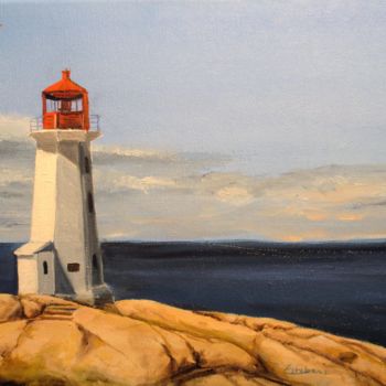 Painting titled "phare blanc" by Renée Estebanez, Original Artwork, Oil