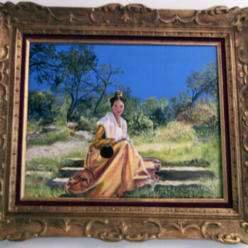 Painting titled "arlesienne" by Renée Estebanez, Original Artwork, Oil