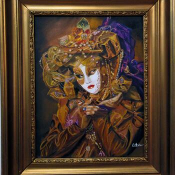 Malerei mit dem Titel "maschera" von Renée Estebanez, Original-Kunstwerk, Öl