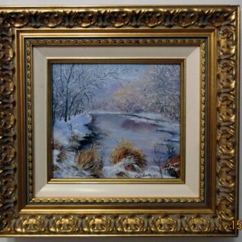 Peinture intitulée "paysage d hiver" par Renée Estebanez, Œuvre d'art originale, Huile