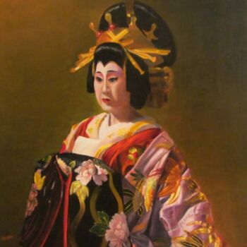 Malarstwo zatytułowany „geisha” autorstwa Renée Estebanez, Oryginalna praca, Olej